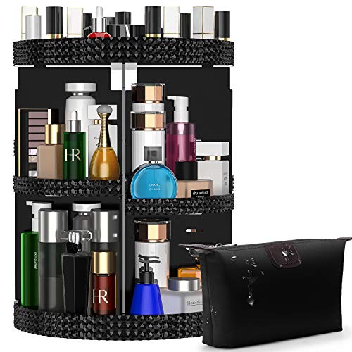 Awenia Makeup Organizer 360-Degree Rotating, Adjustable Makeup Storage, 7 Layers Large Capacity Cosmetic Storage Unit, Fits Different Types of Cosmetics and Accessories, Plus Size with Makeup Bag