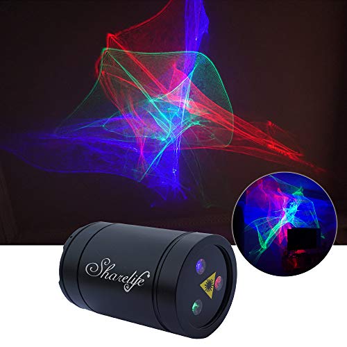 Sharelife Mini DJ Rechargeable Laser Lights, RGB Aurora Effect Projector USB for Home Disco Party Show Outdoor Stage DJ Dance Car Garden Holiday Portable Lights DP4-A-Black