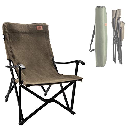 CAMPINGMOON Foldable Cotton Canvas Campfire Bonfire Open Fire Pits Camping Chair Low Style Chair Khaki F-1003C-K