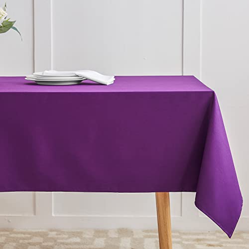 VEEYOO Rectangle Tablecloth – Washable Table Cloth Waterproof and Wrinkle Resistant, Decorative Fabric Table Cover for Dining, Party, Outdoor, 60×84 Inch Purple Tablecloths