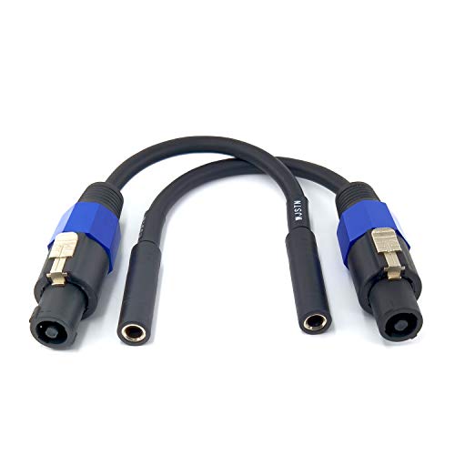WJSTN 8 inches Speakon to 1/4 TS Female 6.35 mm Mono Jack Speaker Cables,Speaker Audio Adapter 2 Pack