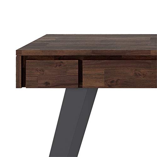 SIMPLIHOME Lowry SOLID WOOD and Metal Modern Industrial 44 inch Wide Home Office Desk, Writing Table, Workstation, Study Table Furniture in Distressed Charcoal Brown | The Storepaperoomates Retail Market - Fast Affordable Shopping