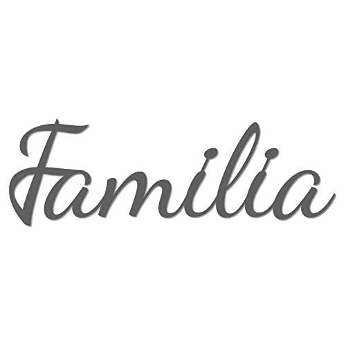 POEM Studio Familia Metal Word Sign Symbol Decorative Spanish Family Accent Decor Wall Decor Word Sign – 3 Sizes / 13 Colors – 14″ Silver – Husband Wife Indoor Outdoor Made in USA