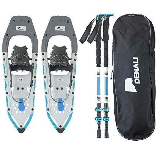 Denali Winter Sports | Sawtooth Spin Snowshoe Kit | 8 x 25 | Aluminum Trekking Poles | Carry Shoe Bag | Outdoor Snow Shoes