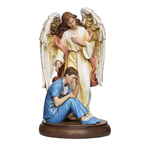 Joseph’s Studio by Roman – Guardian Angel with Male Healthcare Worker Figure, Religious Gifts Collection, 7.25″ H, Resin and Stone, Decoration, Collection, Durable, Long Lasting, Highly Detailed