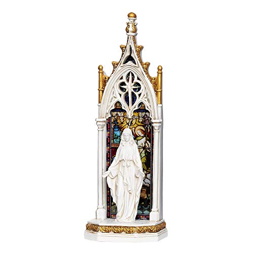 Joseph’s Studio by Roman – Our Lady of Grace Arch Window LED Figure, Renaissance Collection, 11.75″ H, Resin and Stone, Religious Gift, Decoration, Battery Operated