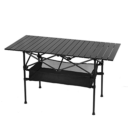 LEADALLWAY Folding Camping Table with Large Storage and Carrying Bags 47(L) x22(W)