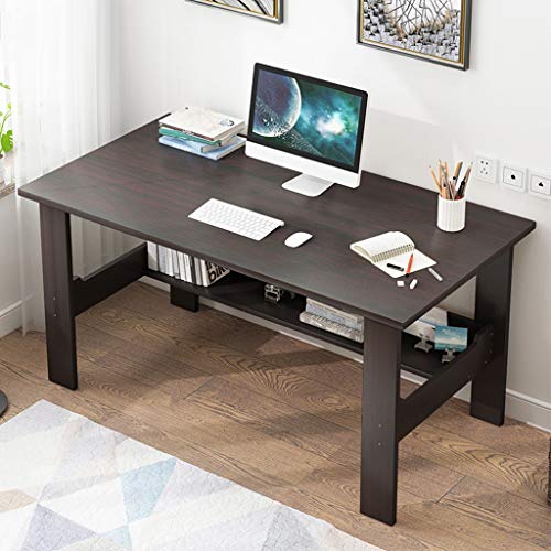 Uublik Small Computer Desk for Home Office,39.4 inch Space Saving Wooden Laptop Notebook Study Writing Table with Open Shelf,Dinner Table,Gaming Desk for Bedroom Living Room Dormitory (Black)