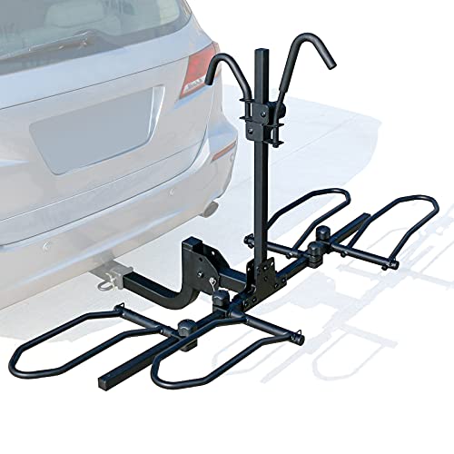 Leader Accessories 2-Bike Platform Style Hitch Mount Bike Rack, Tray Style Bicycle Carrier Racks Foldable Rack for Cars, Trucks, SUV and Minivans with 2″ Hitch Receiver – Quick Hitch Pins Design