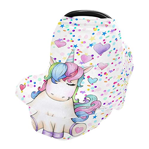 Baby Car Seat Covers Canopies for Boys Girls Cream Magic Unicorn Infant Stroller Cover Nursing Cover Breastfeeding Scarf Warm Windproof