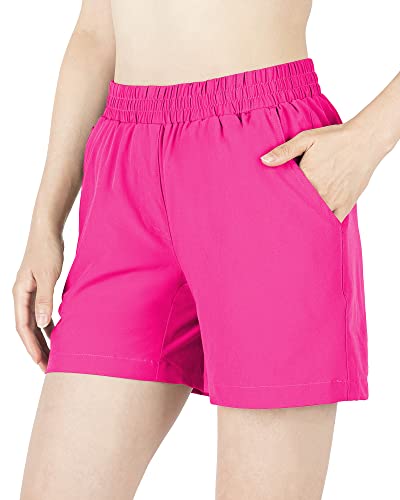 33,000ft Women’s 5″ Hiking Shorts Quick Dry Lightweight Summer Shorts with Pockets for Outdoor Travel Casual Raspberry Red