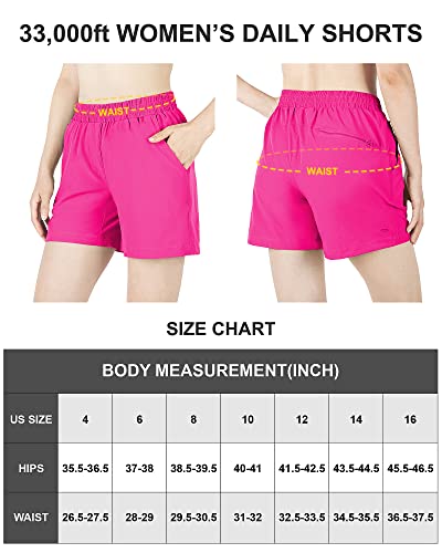 33,000ft Women’s 5″ Hiking Shorts Quick Dry Lightweight Summer Shorts with Pockets for Outdoor Travel Casual Raspberry Red | The Storepaperoomates Retail Market - Fast Affordable Shopping