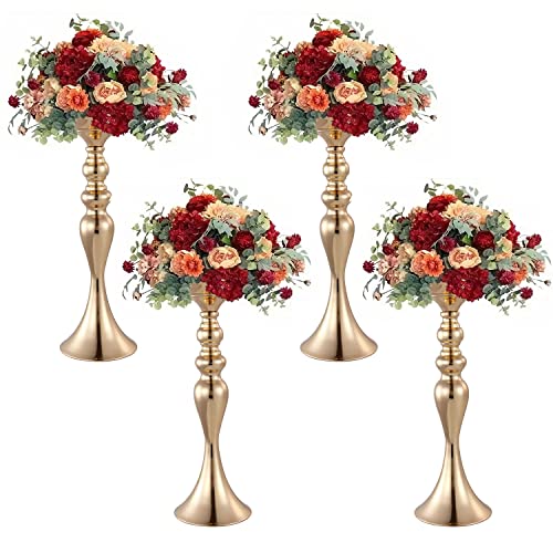 ECOM KING Gold Wedding Flower Stand for Table Centerpieces Decoration,Metal Flower Arrangement for Wedding Party Dinner Centerpiece Decor(Gold,4Pcs)
