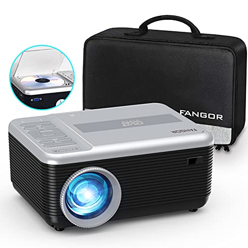 Mini Bluetooth Projector Built in DVD Player, Portable DVD Projector 1080P Support Projector for Outdoor Movies, FANGOR Home Video Projector Compatible with Phone/laptop/PS4/ USB/SD