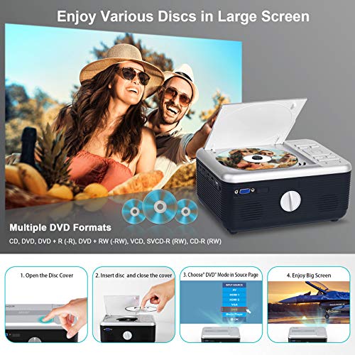 Mini Bluetooth Projector Built in DVD Player, Portable DVD Projector 1080P Support Projector for Outdoor Movies, FANGOR Home Video Projector Compatible with Phone/laptop/PS4/ USB/SD | The Storepaperoomates Retail Market - Fast Affordable Shopping