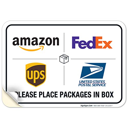 Package Delivery Sign, Delivery Instructions Sign, 10×7 Inches, 4 Mil Vinyl Decal Stickers Weather Resistant, Made in USA by Sigo Signs