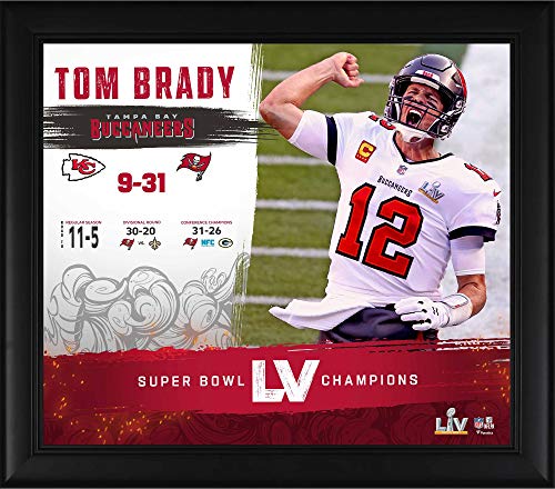 Tom Brady Tampa Bay Buccaneers Framed 15″ x 17″ Super Bowl LV Champions Collage – NFL Player Plaques and Collages