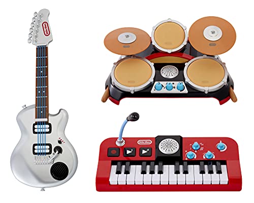 Little Tikes My Real Jam First Concert Set with Electric Guitar, Drum and Keyboard, 4 Play Modes, and Bluetooth Connectivity – for Kids Ages 3+
