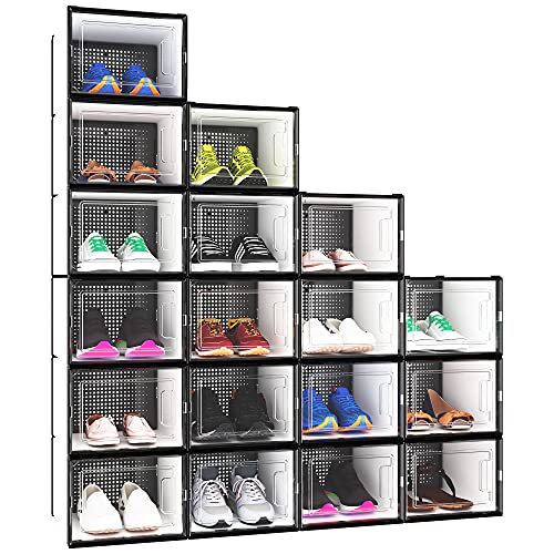 YITAHOME XL Shoe Storage Box, Set of 18 Shoe Storage Organizers Stackable Shoe Storage Box Rack Containers Drawers – X-Large Size
