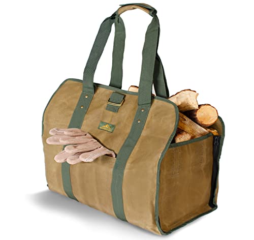 2-in-1 Firewood Carrier, Wood Bag, Log Carrier for Firewood, Wood Carrier, Firewood Holder, Firewood Tote Firewood Carrier with Handles, Canvas Firewood Log Carrier, Wood Stove Accessories Fireplace