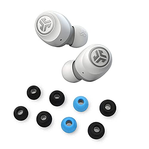 JLab Go Air True Wireless Bluetooth Earbuds with Charging case White + Cloud Foam Mnemonic Earbud Tips