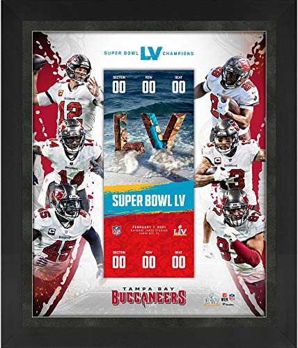 Tampa Bay Buccaneers Framed 23″ x 27″ Super Bowl LV Champions Floating Ticket Collage – NFL Team Plaques and Collages