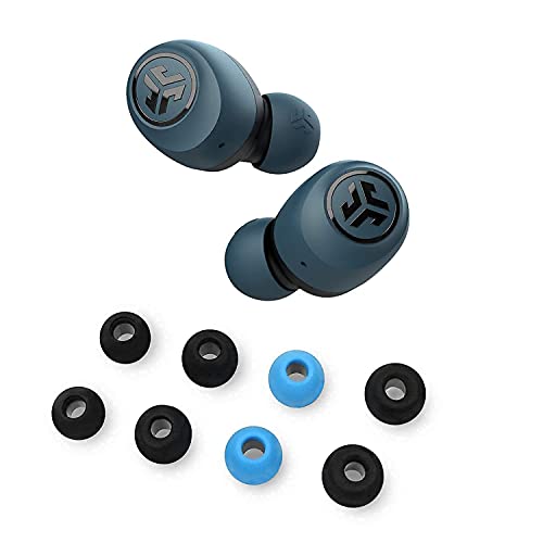 JLab Go Air True Wireless Bluetooth Earbuds with Charging case Navy + Cloud Foam Mnemonic Earbud Tips