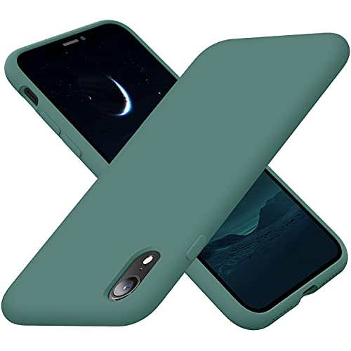 Cordking iPhone XR Case, Silicone Ultra Slim Shockproof Phone Case with [Soft Anti-Scratch Microfiber Lining], 6.1 inch, Midnight Green