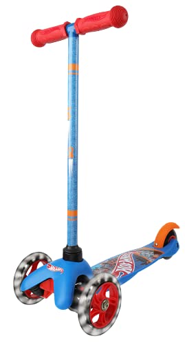Hot Wheels Self Balancing Kick Scooter with Light Up Wheels, Extra Wide Deck, 3 Wheel Platform, Foot Activated Brake, 75 lbs Limit, Kids & Toddlers Girls or Boys, for Ages 3 and Up