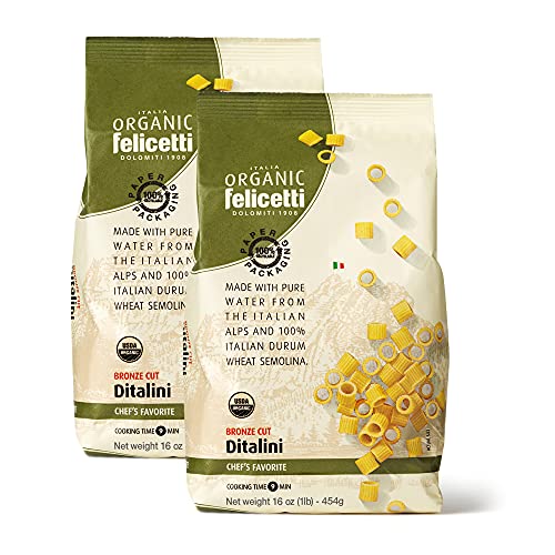 Organic Felicetti Ditalini Pasta Italian Non-GMO 16oz (454g) 2 Pack