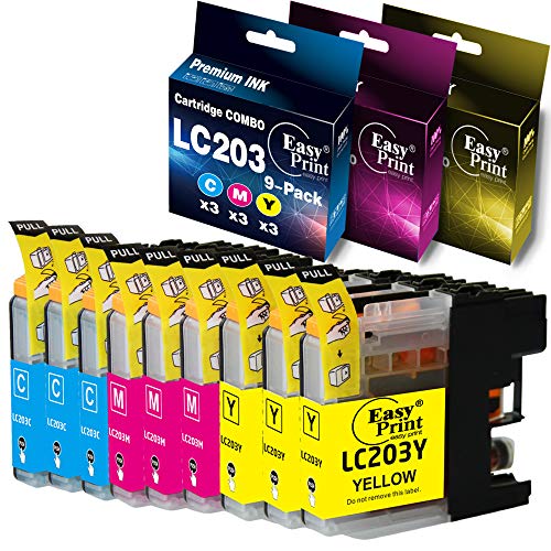 EASYPRINT Compatible LC203XL LC201XL Ink Cartridges LC203 LC201 Used for MFC-J480DW MFC-J880DW MFC-J4420DW MFC-J680DW MFC-J885DW, (3 Cyan, 3 Magenta, 3 Yellow, Total 9-Pack)