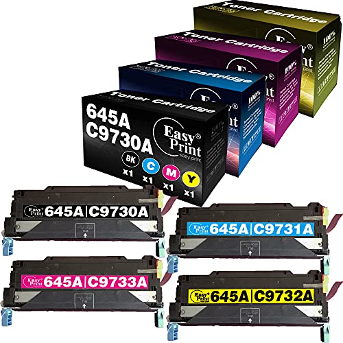 EASYPRINT Compatible 645A (C9730A C9731A C9732A C9733A) Toner Cartridges Replacement for Color Laserjet 5500, 5500n, 5500dn, 5500dtn (BK/C/M/Y, Total 4-Pack)