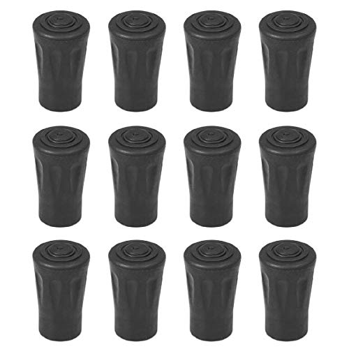 Azarxis Rubber Tips for Trekking Poles Replacement Pole Tip Protectors Fits Most Standard Hiking Walking Sticks – Shock Absorbing, Adds Grip, and Traction (Long Rubber Tips – 12 Pack)