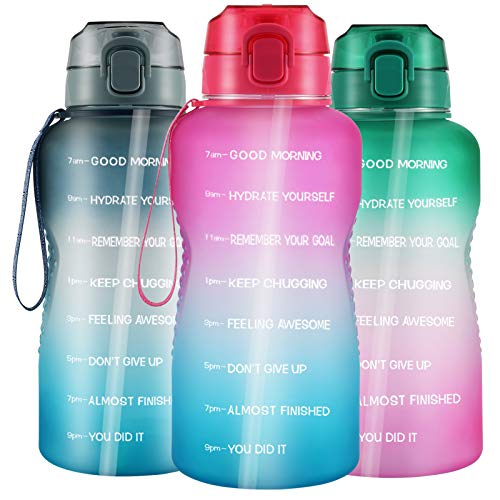 Large 1 Gallon/128oz Water Bottle with Straw, Portable Motivational Big Water Bottles with Time Marker – Leakproof Tritan BPA Free Water Jug, Ensure Daily Drink for Fitness, Gym and Outdoor Sports