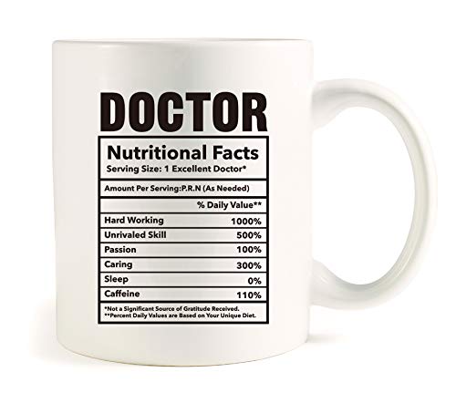 AMZUShome Doctor Nutritional Facts Coffee Mug.Doctor,Medical School Graduation Gifts.Thank you,Appreciation,Birthday,Christmas Gifts for Doctors,MD,Med(11 OZ)