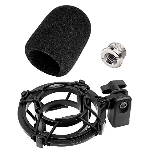 Etour AT2020 Microphone Shock Mount with Pop Filter, [Custom Built for AT2020 Mic] Anti-Vibration Suspension Shock Mount Holder Clip Compatible with audio technica at2020 line Kit