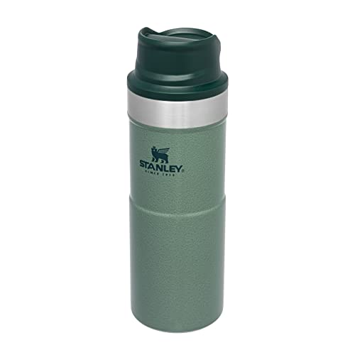 Stanley Trigger Action Travel Mug 0.35L / 12OZ Hammertone Green – Keeps Hot for 5 Hours – BPA-free Stainless Steel Thermos Travel Mug for Hot Drinks – Leakproof Reusable Coffee Cups