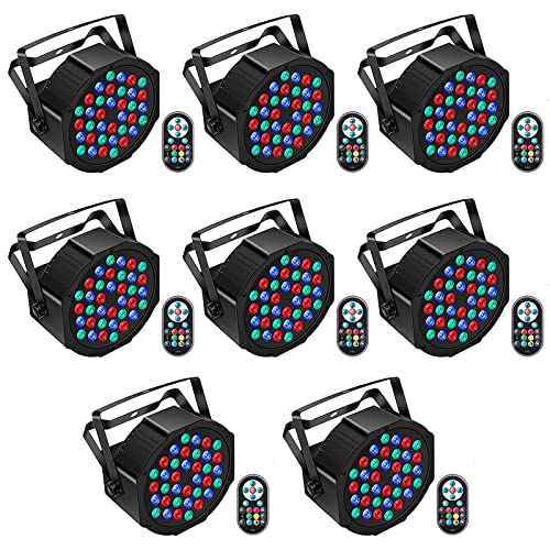 U`King LED Par Lights DJ Stage Light Corded RGB 36 LED with Sound Activated Remote Control DJ Uplighting for Wedding Party Club Christmas Stage Lighting (8 Packs)