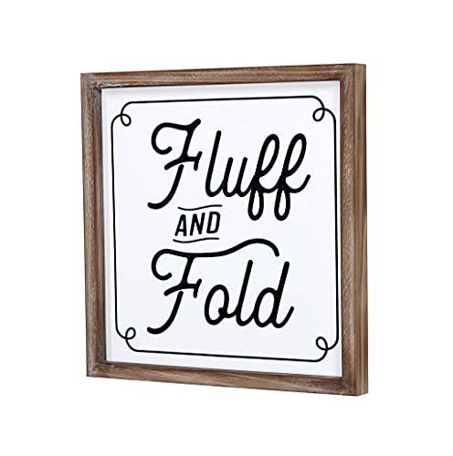 Fluff and Fold Laundry Sign with Rustic Wood Frame Wall Hanging Decor,Laundry Room Decor and Accessories Modern Farmhouse Laundry Wall Decor Tabletop Decoration,Laundry Room Shelves Decor