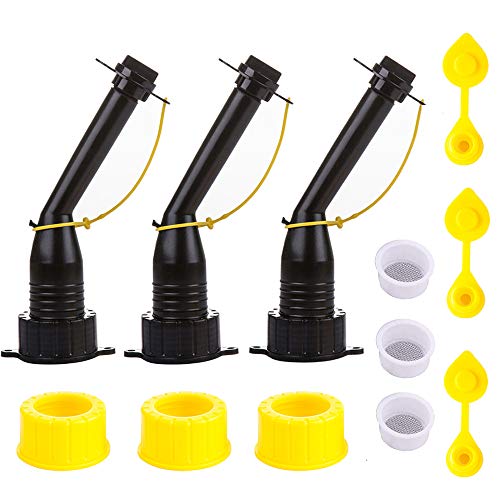 Rigid Gas Can Spout Replacement Upgraded Angle Nozzle Kit with Stainless Steel Filter Vent Cap for Old Style Water Jugs and Pre-2009 Plastic Gas Cans 1 2 5 Gallon