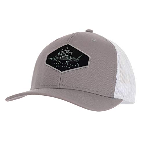 Guy Harvey Mens Marlin Patch Mesh Trucker Hat, Microchip, One Size