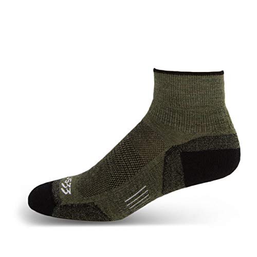 Minus33 Merino Wool Clothing Mountain Heritage Full Cushion Ankle Socks Olive Drab L Made in USA New Hampshire
