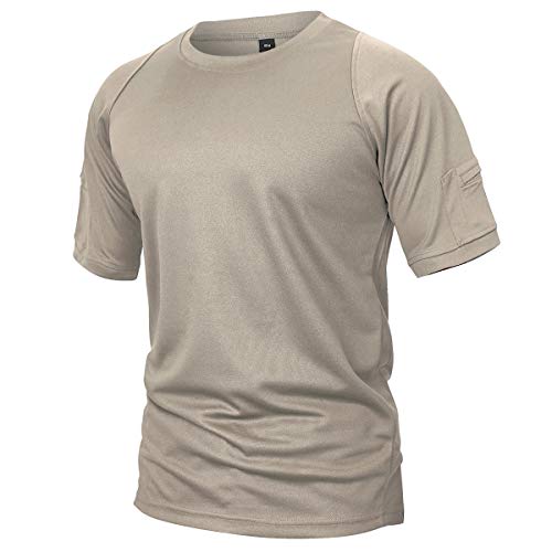CARWORNIC Men’s Quick Dry Tactical T Shirt Short Sleeve Performance Army Combat Military T-Shirts Lightweight Moisture Wick Outdoor Camping Hiking Shirts