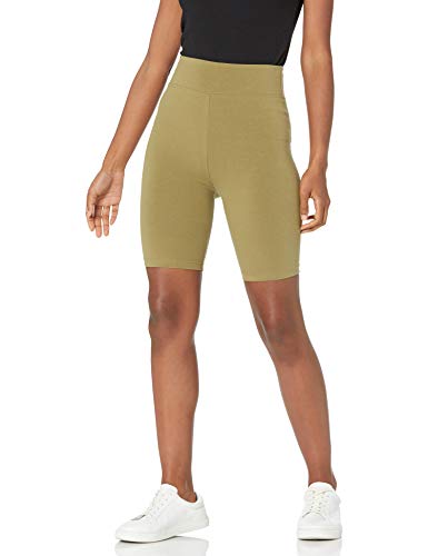 The Drop Women’s Jeannie High Rise Mid Length Bike Short, Martini Olive, S