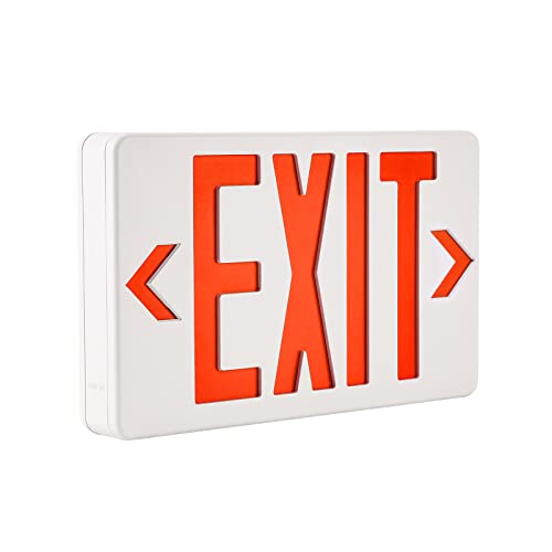 Garrini LED Exit Sign Emergency Light Single or Double Faces Rechargeable UL Certified GX-200NR (Red)