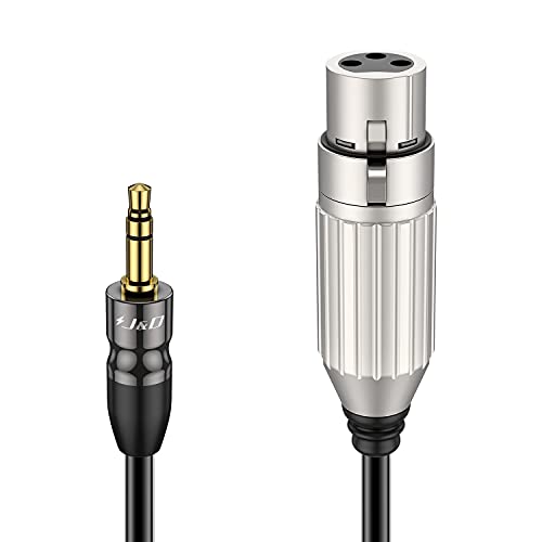 J&D XLR to 3.5mm Microphone Cable, PVC Shelled XLR Female to 3.5mm 1/8 inch TRS Male Balanced Cable XLR to TRS 1/8 inch Adapter for DSLR Camera, Computer Sound Card, 3 Feet
