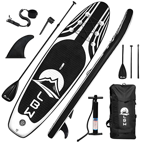 LBW Inflatable Stand Up Paddle Boards with Premium SUP Paddle Board Accessories, Wide Non-Slip Deck, Waterproof Backpack, Classic Inflatable Paddle Board for Men & Women