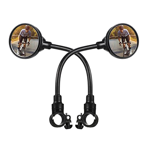 2 Pieces Bike Mirror Adjustable Rotatable Handlebar Bicycle Rear View Mirror Wide Angle Shockproof Acrylic Convex Safety Mirror for Mountain Road Bike