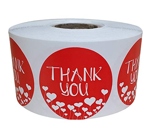 Royal Green Thank You Label Sticker Roll 1.5 Round Sealing Stickers for Letters, Greeting Cards, Thanks You Notes in Red 38mm – 600 Pack