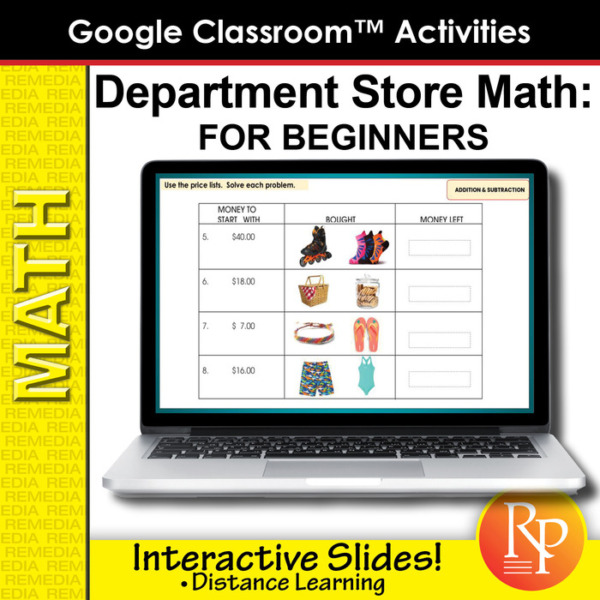 Google Classroom Activities: Department Store Math for Beginners